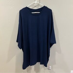 Women’s ASOS DESIGN Curve Textured Knit Oversized T-Shirt, Navy, 2XL